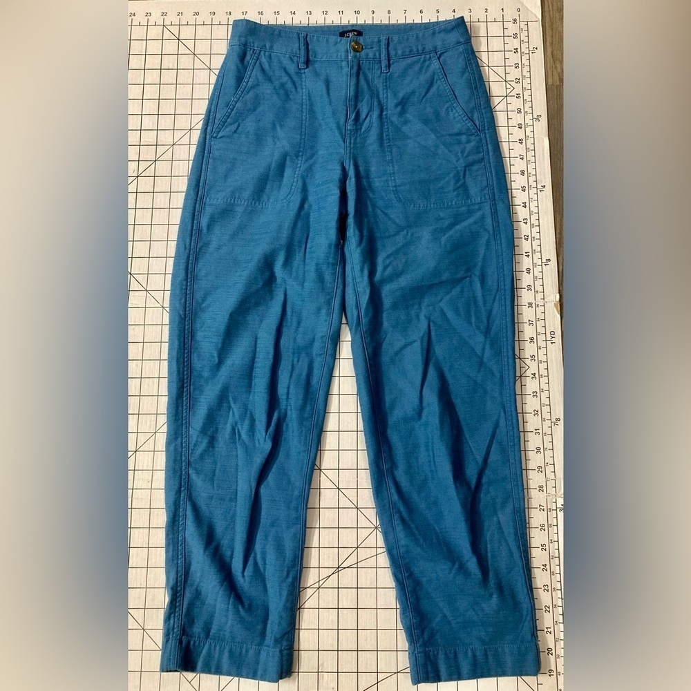 J. Crew Women’s Size 0 Blue-Green Cotton Camp Pants‎